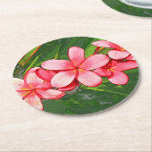 Rosa tropische Frangipani-Kunst Runder Pappuntersetzer (Angewinkelt)