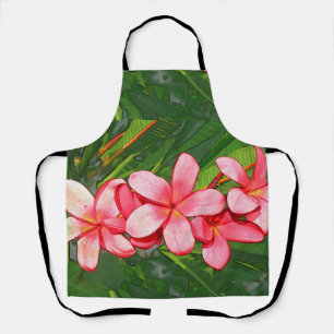 Rosa tropische Frangipani-Kunst Schürze
