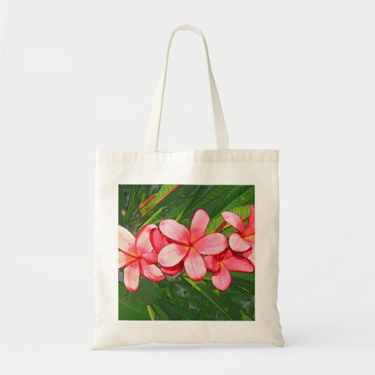 Rosa tropische Frangipani-Kunst Tragetasche (Vorne)