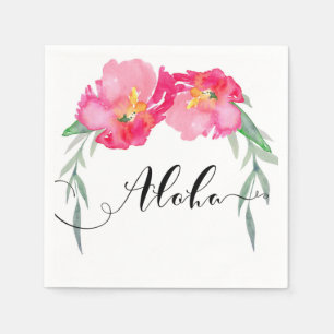 Rosa Tropische Grüne Blatt Rebe Florale Aloha Part Serviette