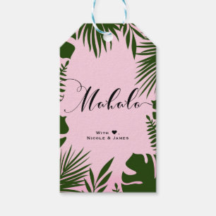 Rosa Tropische Grüne Blätter Strand MAHALO ALOHA Geschenkanhänger