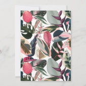 Rosa tropische Hauspflanzen Frame Baby Dusche Brun Einladung (Rückseite)