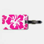 Rosa tropische Hawaii Hibiskus Blumenmuster Gepäckanhänger (Rückseite horizontal)