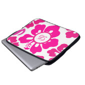 Rosa tropische Hawaii Hibiskus Blumenmuster Laptopschutzhülle (Vorne Knopf)