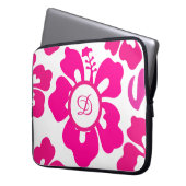 Rosa tropische Hawaii Hibiskus Blumenmuster Laptopschutzhülle (Vorderseite Links)