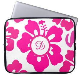 Rosa tropische Hawaii Hibiskus Blumenmuster Laptopschutzhülle
