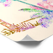 Rosa tropische hawaiianische Palmen Poster (Ecke)