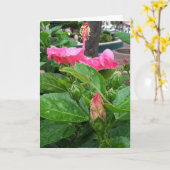 Rosa Tropische Hibiskus Blume Camouflaged Lizard Karte (Gelbe Blume)