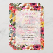 Rosa tropische Hibiskus Blume Geburtstag Einladung (Vorne/Hinten)
