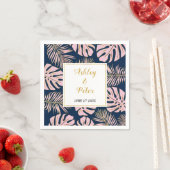 Rosa tropische Monstera, Blätter aus Palmen Serviette (Beispiel)