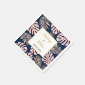 Rosa tropische Monstera, Blätter aus Palmen Serviette (Ecke)