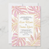 Rosa tropische Monstera und Blätter aus Palmen Hoc Einladung (Vorderseite)