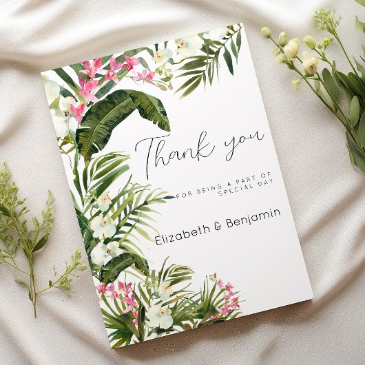 Rosa, tropische Orchideen Blume Danke Einladung