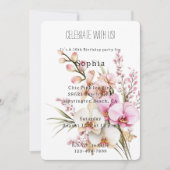 Rosa tropische Orchideen Blume Geburtstag Einladung (Vorderseite)