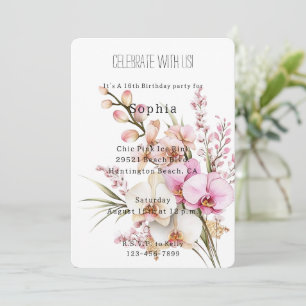 Rosa tropische Orchideen Blume Geburtstag Einladung