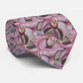 Rosa tropische Orchideen-Blumen im Watercolor Krawatte (Gerollt)