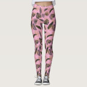 Rosa tropische Palme-Blätter Leggings (Vorderseite)