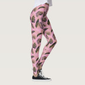 Rosa tropische Palme-Blätter Leggings (Rechts)