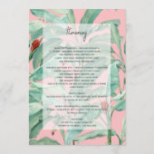 Rosa tropische Palmen Blätter Hochzeitreise Programm (Rückseite)