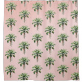 Rosa tropische Palmenbaume Duschvorhang (Vorderseite)