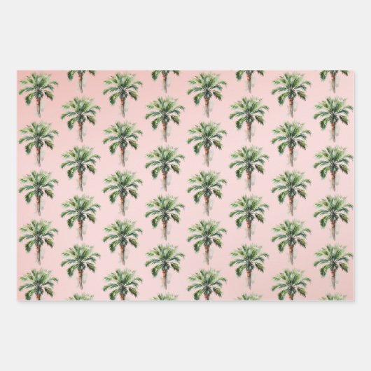 Rosa tropische Palmenbaume Geschenkpapier Set (Vorderseite)