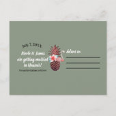 Rosa tropische Sommerpalme Blätter Save the Date Ankündigungspostkarte (Rückseite)