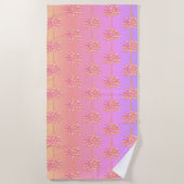 Rosa tropische Sonnenuntergang Palme Tree Strandtuch (Vorderseite)