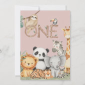 Rosa tropische Wildtiere Einladung (Rückseite)