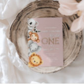 Rosa tropische Wildtiere Einladung