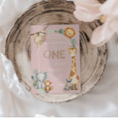 Rosa tropische Wildtiere Einladung