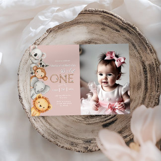 Rosa tropische Wildtiere Einladung