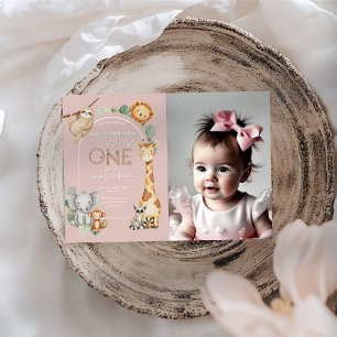 Rosa tropische Wildtiere Einladung