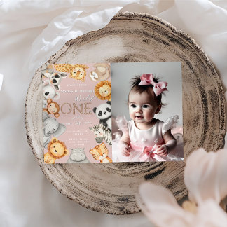 Rosa tropische Wildtiere Einladung