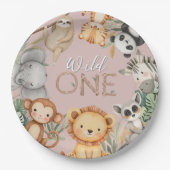 Rosa tropische Wildtiere Pappteller (Vorderseite)