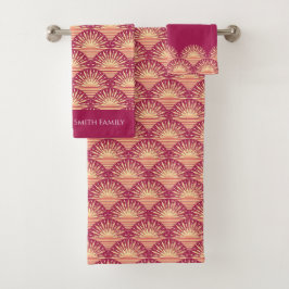 Rosa tropischer Boho Rosa Sonnenuntergang/Sonnenau Badhandtuch Set