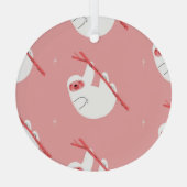 Rosa tropischer Faultier Vintag Ornament Aus Glas (Rückseite)