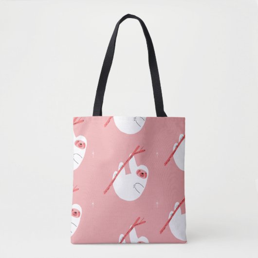Rosa tropischer Faultier Vintag Tasche (Vorderseite)