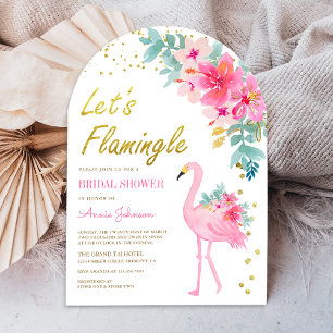 Rosa tropischer Flamingo-Bogen-Junggesellinnenabsc Einladung