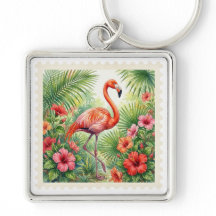 ROSA TROPISCHER FLAMINGO UND TROPISCHER HIBISKUS