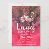 Rosa Tropischer Glitzer Ananas Luau Brautparty Einladung (Vorderseite)