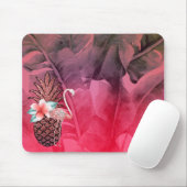 Rosa Tropischer Glitzer Ananas Palme Blätter Chic Mousepad (Mit Mouse)