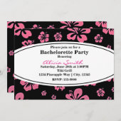 Rosa tropischer Hibiskus Bläserschwarze Einladung (Vorne/Hinten)