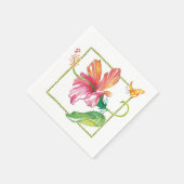 Rosa Tropischer Hibiskus Blume Orange Butterfly Serviette (Ecke)