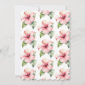 Rosa tropischer Hibiskus Blütengold Glitzer Einladung (Rückseite)