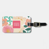 Rosa tropischer personalisierter gepäckanhänger (Vorderseite horizontal)