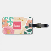 Rosa tropischer personalisierter gepäckanhänger (Rückseite horizontal)