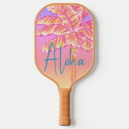 Rosa tropischer Sonnenuntergang Palme Tree Aloha A Pickleball Schläger