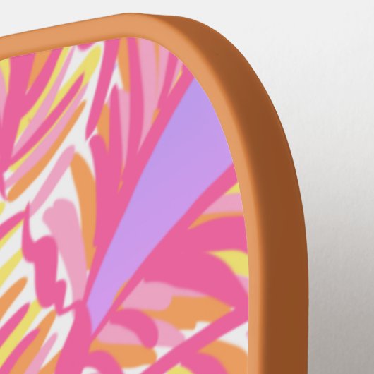 Rosa tropischer Sonnenuntergang Palme Tree Aloha A Pickleball Schläger (Linke Seite)