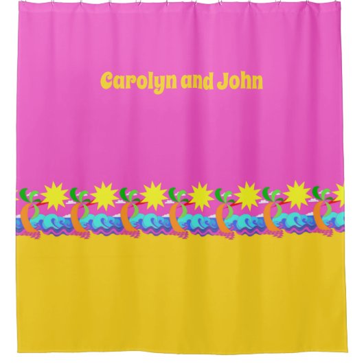 Rosa tropischer Strand, abstraktes Design, Ihr Nam Duschvorhang (Vorderseite)