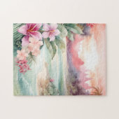 Rosa tropischer Strand Puzzle (Horizontal)